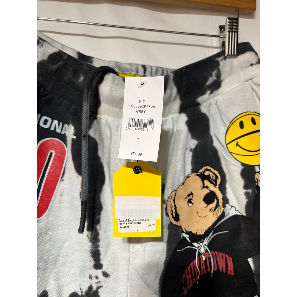 Chinatown Market Smiley Bear Basketball Tie Dye Shorts Men's L Grey - Picture 2 of 4
